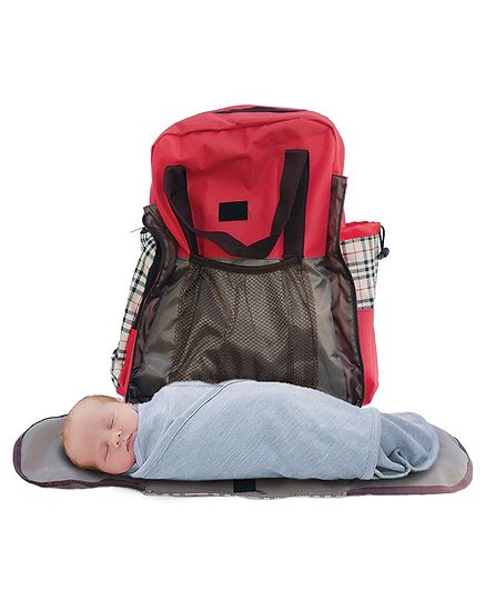 Polka Tots Backpack For Mothers 3 Way Carry Classic Diaper Bag - Red