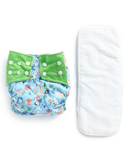 Polka Tots Reusable Cloth Diaper Buy Online Waterproof Adjustable Baby Diaper - Blue/Green