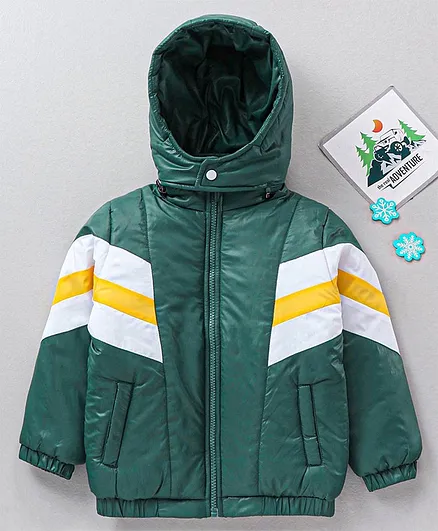 Babyhug Full Sleeves Color Block Hooded Jacket - Multicolor