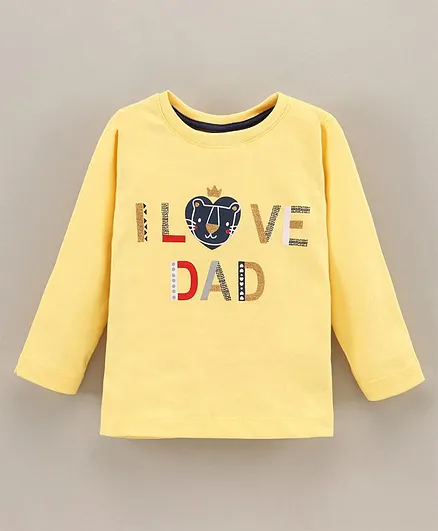 Teddy Cotton Full Sleeves T-Shirt Text Printed- Yellow