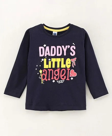 Teddy Cotton Full Sleeves T-Shirt Text Printed- Navy Blue