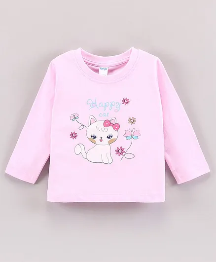 Tango Cotton Full Sleeves T-Shirt Kitty Printed - Pink