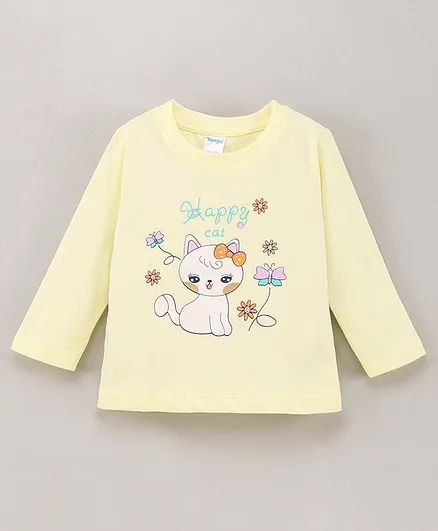 Tango Cotton Full Sleeves T-Shirt Kitty Printed - Yellow