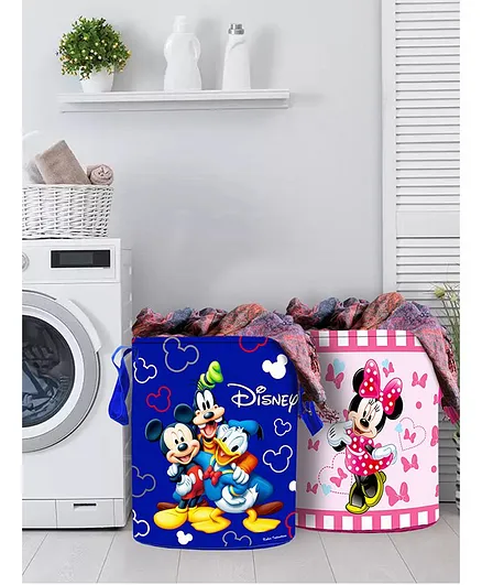 Fun Homes Laundry Bag Disney Team Mickey & Minnie Print - Pink Blue