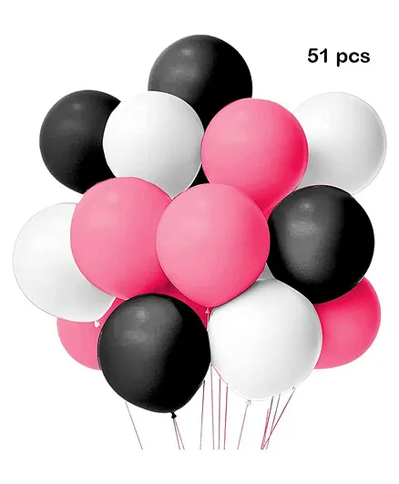 Balloon Junction Metallic Balloons Dark Pink White Black - Pack of 51