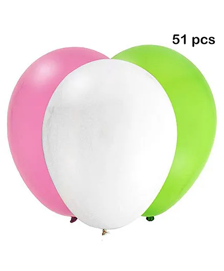 Balloon Junction Metallic Balloons Pack of 51 - Pink , White , Lime Green