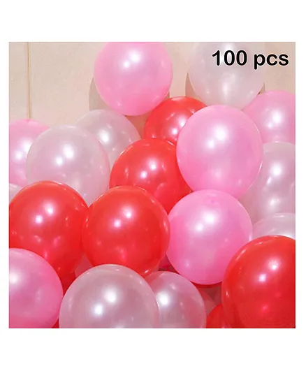 Balloon Junction Metallic Balloons Pack of 100 - Pink , White & Red