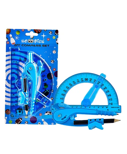 MEGAUK 8 In 1 Compass And Maths Set For Maths Geometry Stationery Set For Kids (Blue