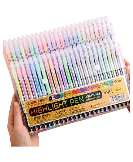 Crackles Highlight Plastic Color Pen For Diy Art And Crafts, Sketching, Drawing & Painting Purpose - 48 Pens