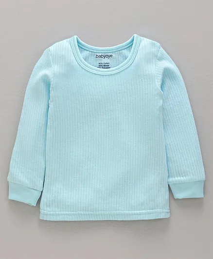 Babyoye Full Sleeves Cotton Blend Thermal Vest - Sky Blue
