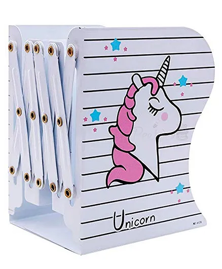 BeeWee Bookends Unicorn Book Stand Shelf Organiser- White