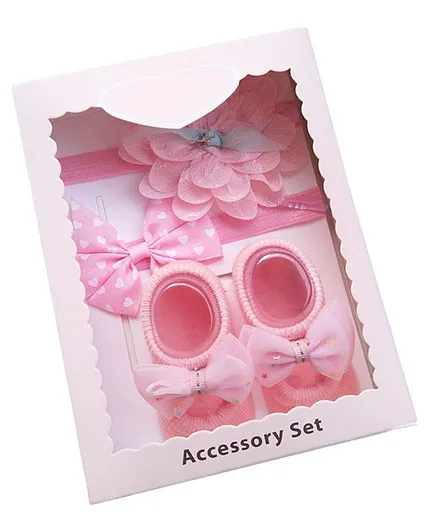 MOMISY 2 Headbands With 1 Pair Of Socks Gift Set - Pink