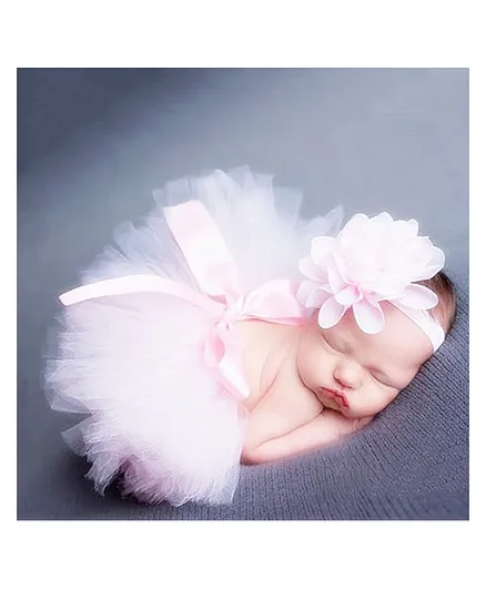 MOMISY Baby Photography Skirt and Headband Set - Pink