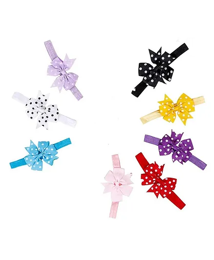 MOMISY Bow Baby Headbands Pack of 8 - Multicolour (Color may vary)