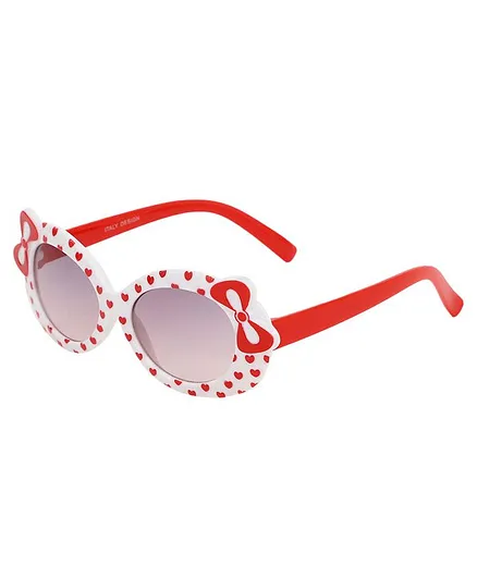 Kid-O-World Heart Printed Bow Detail Sunglasses - White