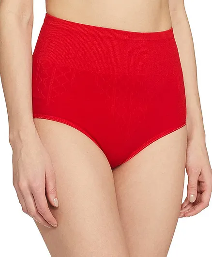 Fabme Self Design High Waist Shaper Panty - Red