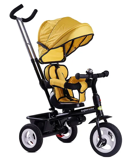 BAYBEE Plug & Play Tricycle With Canopy Rubber Wheels Parental Control & Storage Basket - Yellow