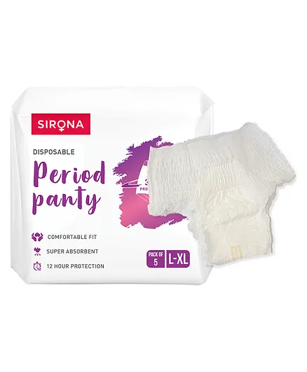 Sirona Disposable Period Panties for Women (L-XL) - Pack of 5