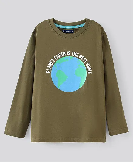 Pine Kids Full Sleeves Biowashed T-Shirt Multiprint - Green