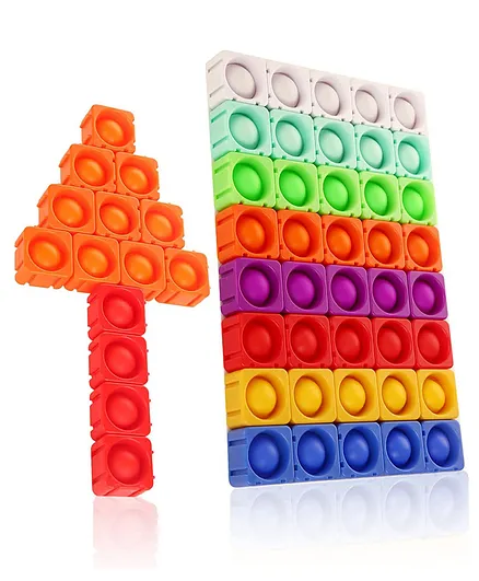 Mihar Essentials 32 Pieces Pop It Fidget Blocks Push Pop Bubble Fidget Puzzle Toy Multi Shapes