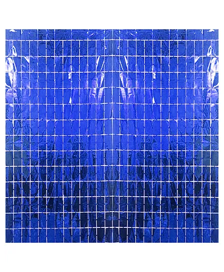 Shopperskart Square Shape Foil Curtain For Party Decoration  Pack Of 2 Blue  -  Length 182.8 cm