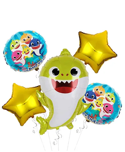 Shopperskart Baby Shark Foil For Kids Party Decoration Yellow - Pack Of 5