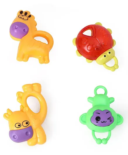 Bliss Kids Animal Shaped Rattles Pack of 4 Color and Shape May Vary