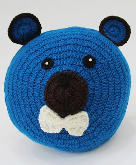 Woonie Handmade Bear Pattern Filled Cuddle Cushion-Blue