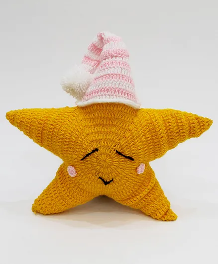 Woonie Handmade Star Shaped Filled Cuddle Cushion-Yellow