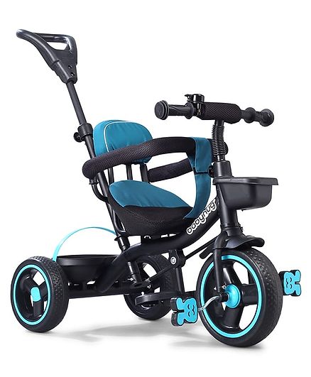 Babyhug Stalwart Plug & Play Tricycle with Seat Cover - Teal Blue