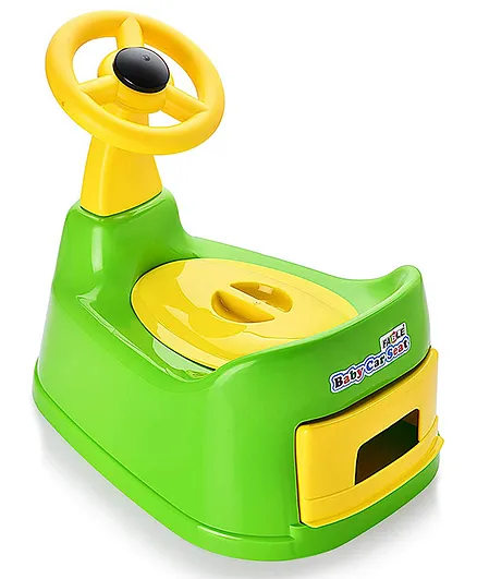 Korbox Car Style Potty Toilet Trainer Seat Chair with Removable Tray and Closing Lid and High Back Support for Toddler Boys Girls - Green