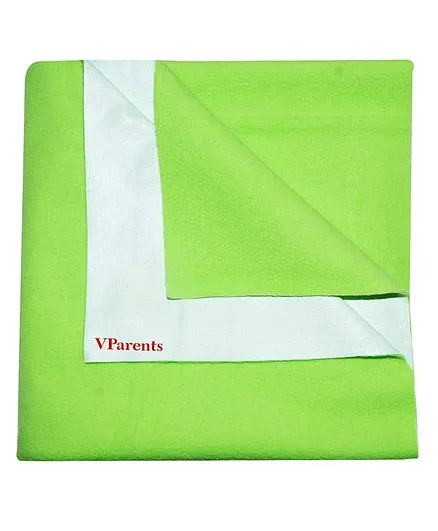 VParents Chubby Cheeks Water Proof Baby Bed Protector Reusable Dry Sheet Green Medium  - Green