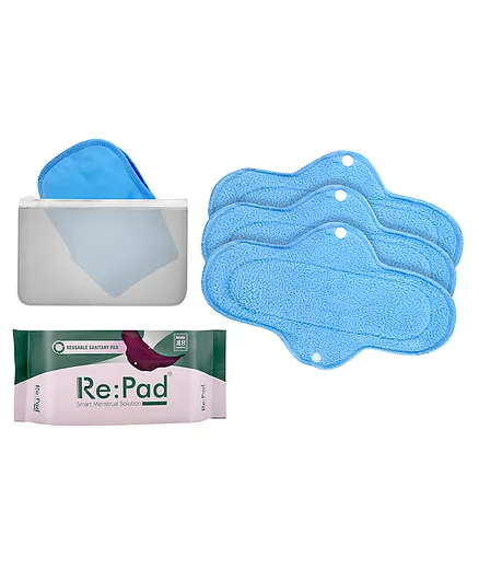RePad Reusable Maxi Sanitary Pads Blue - 4 Pads