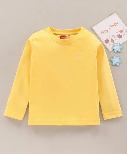 Babyhug Full Sleeves Solid T-Shirt - Yellow
