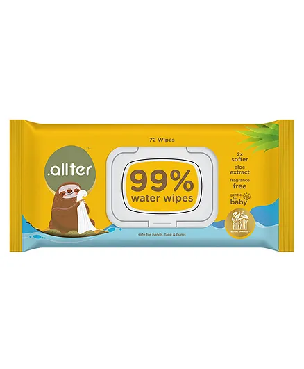 Allter Baby Wipes Contains 99% Water Regular Pack - 72 Pieces