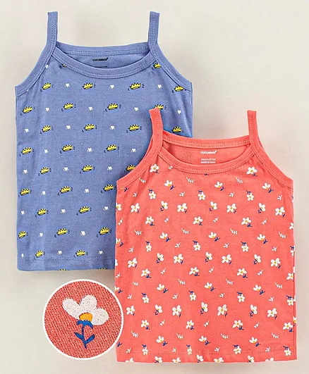Cucumber Cotton Sleeveless Vests Printed Pack of 2 - Colour and Print May Vary