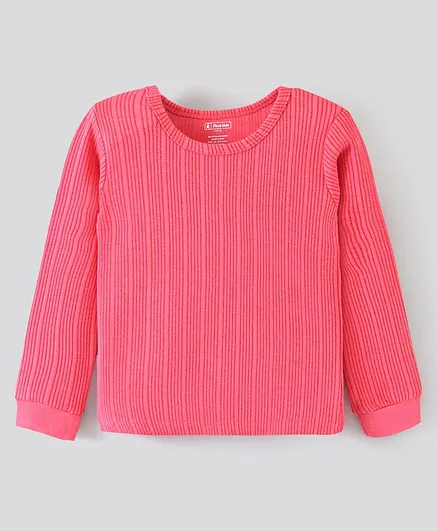 Pine Kids Full Sleeves Bio Washed Thermal Top Solid - Coral Pink
