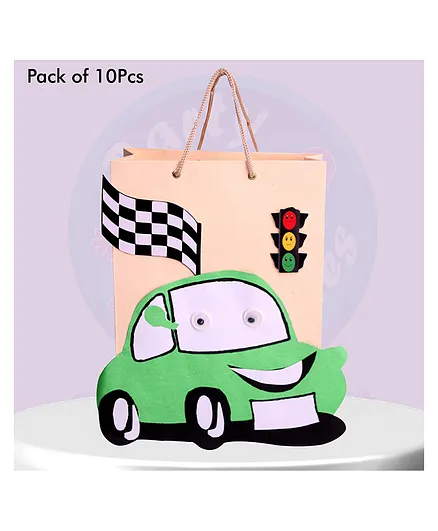 Shopperskart Cars Theme Return Gift Paper Bags Pack Of 10 - Green