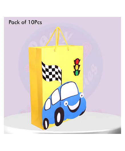 Shopperskart Car's Theme Return Gift Paper Bags Pack Of 10 - Blue