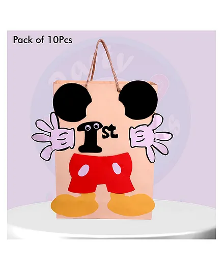 Shopperskart Mouse Theme Return Gift Paper Bags Pack Of 10 - Red Black