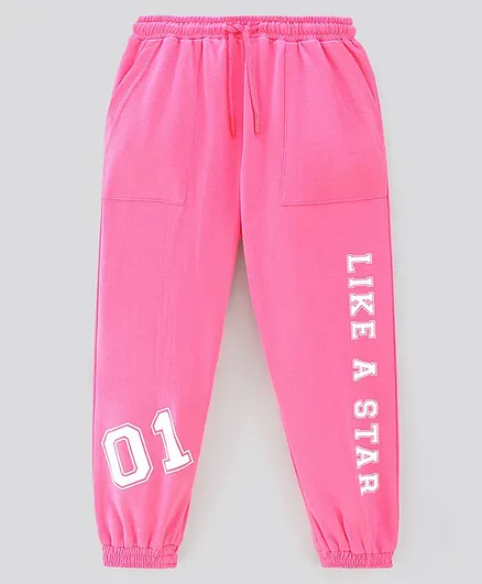 Pine Kids Cotton Bio-Washed Lounge Pant with Print - Pink