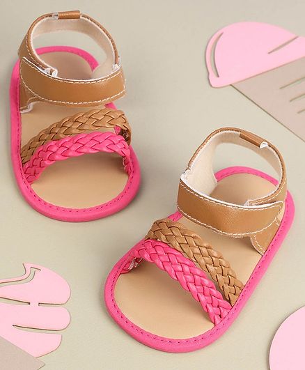 Kicks & Crawl Braided Detail Sandals - Pink