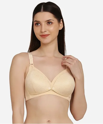 MAMMA PRESTO Lace Detailed Soft Maternity Nursing Bra With Centre Front Access - Beige