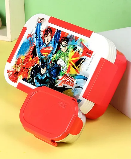 Jaypee Plus Superheroes Toonstar Lunch Box With Inner Stainless Steel Body and Removable Inner Steel Container - Red