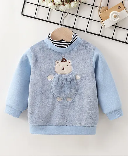 Kookie Kids Full Sleeves Sweatshirt Teddy Print - Blue