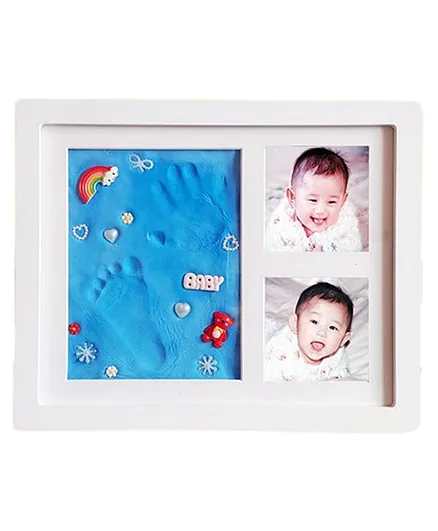 Vismiintrend Baby Clay Hand and Footprint Mud Kit with Picture Slots and Decorative Ornaments - Blue