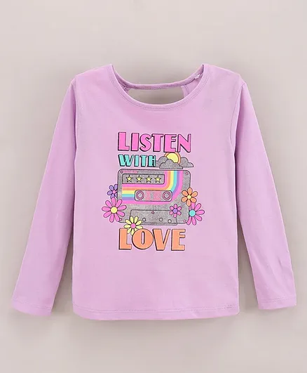 Vitamins Full Sleeves Cotton Top Glitter Text Print - Pink