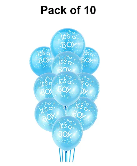 Funcart It's A Boy Latex Balloons Blue - Pack of 10