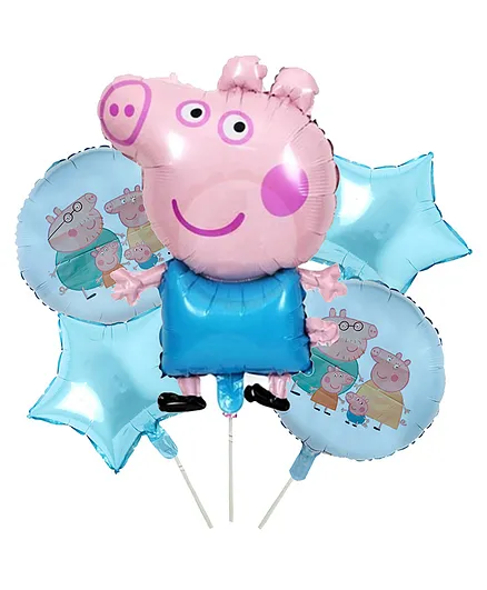 Funcart Peppa Pig Cartoon Theme Foil Balloons Multicolor  Pack Of 5