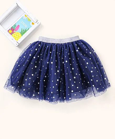 Babyhug Party Wear Skirt Foil Print - Dark Blue